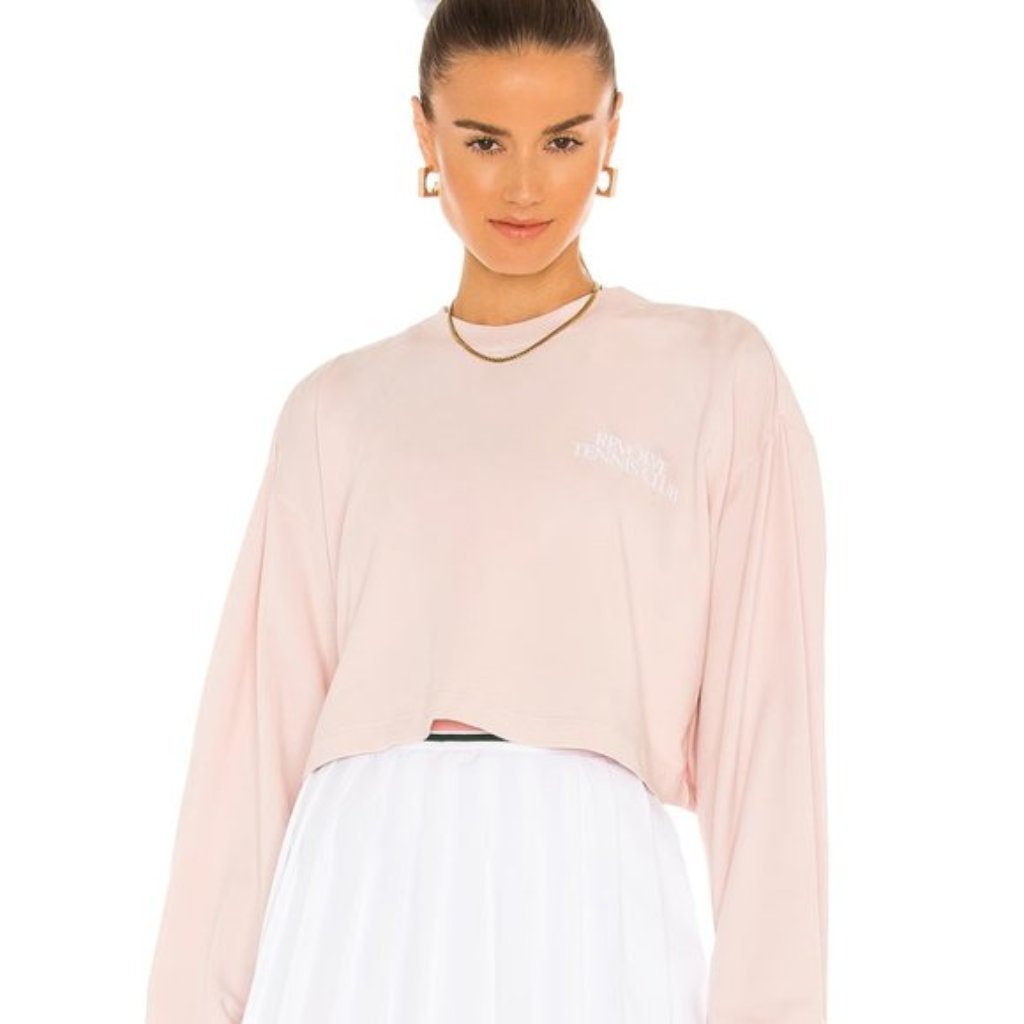 Revolve Tennis Club Cropped Sweatshirt In Vintage Pink Nwot Size Small